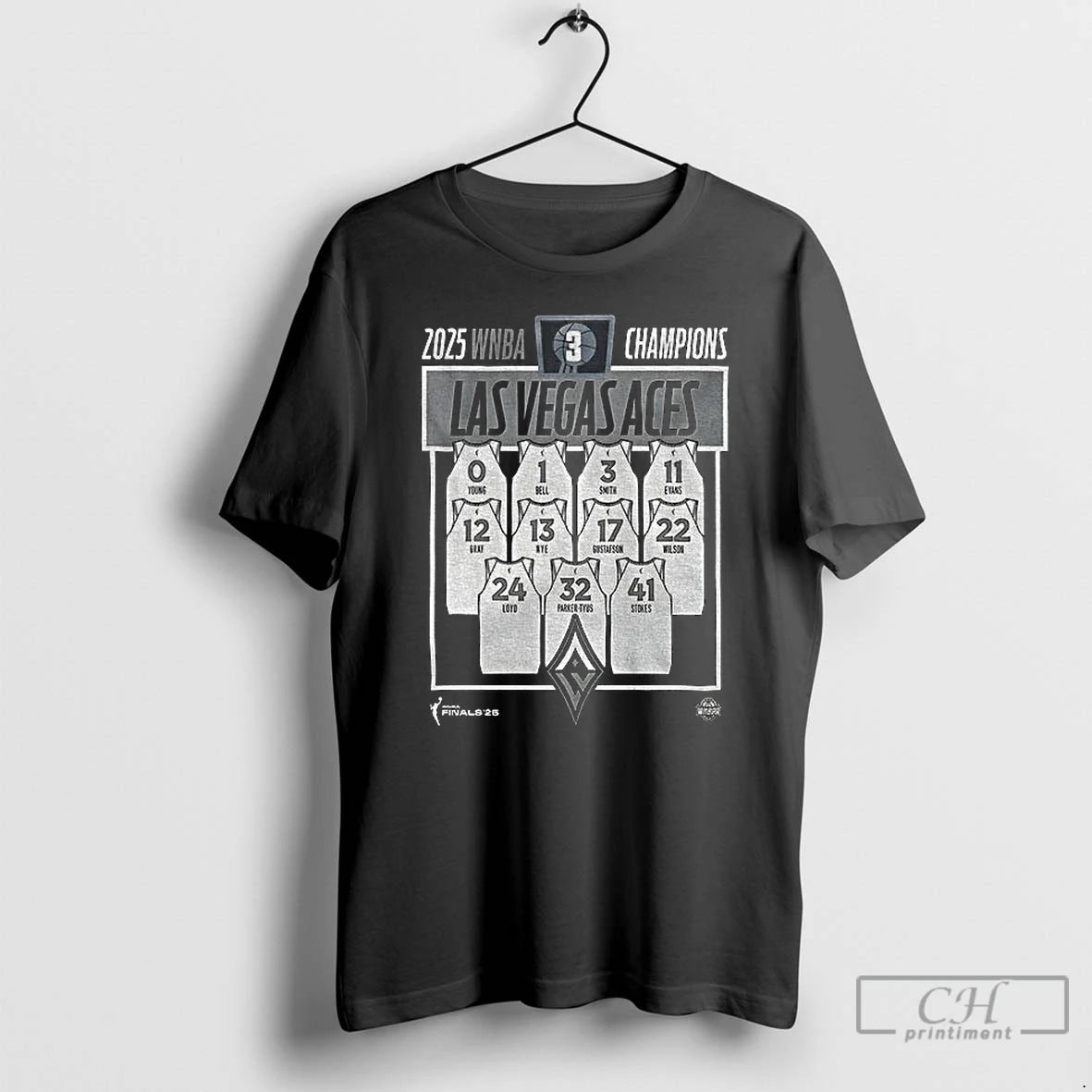 Classic Las Vegas Aces Basketball Stadium Essentials 2025 Wnba Finals Champions Jersey Roster T Shirts