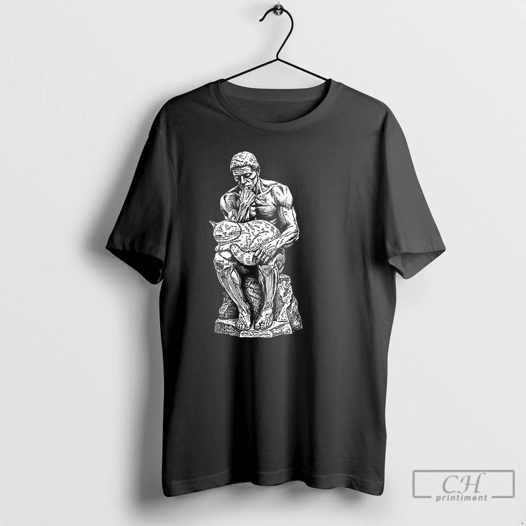 Classic Le Penseur The Thinker Pets The Cat T Shirts Hoodie Longsleeve