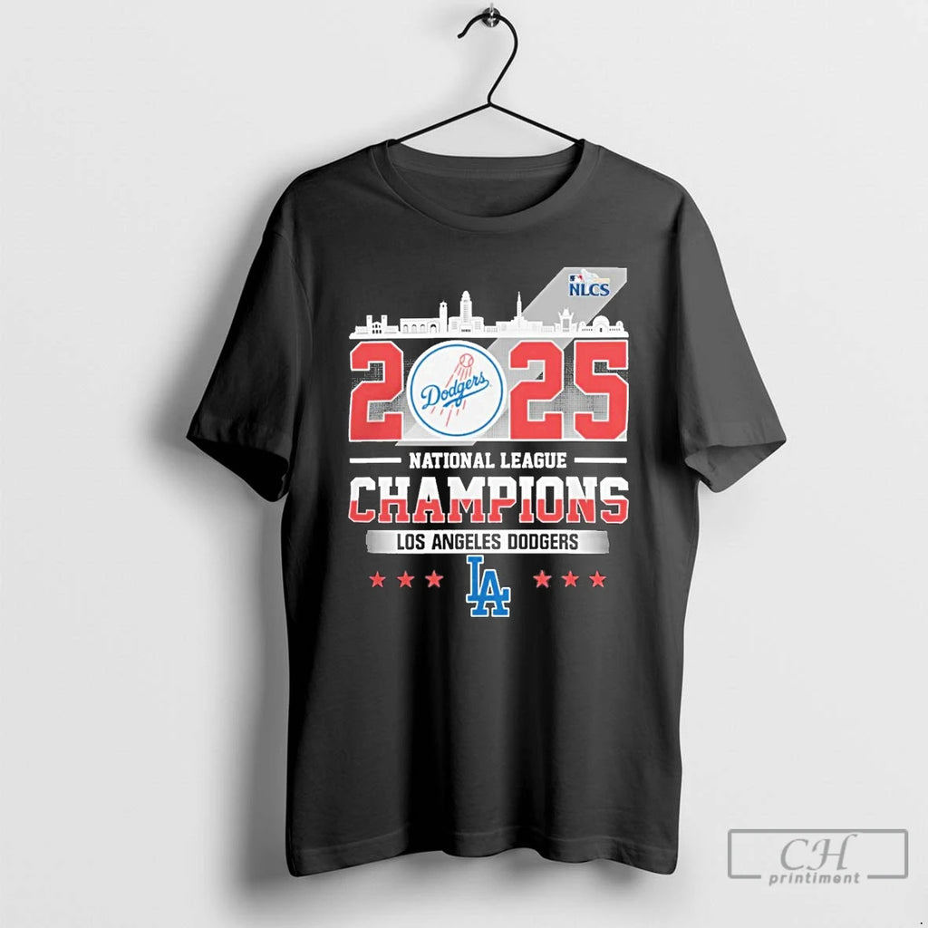 Classic Los Angeles Dodgers 2025 National League Champions Skyline T Shirts Hoodie Longsleeve