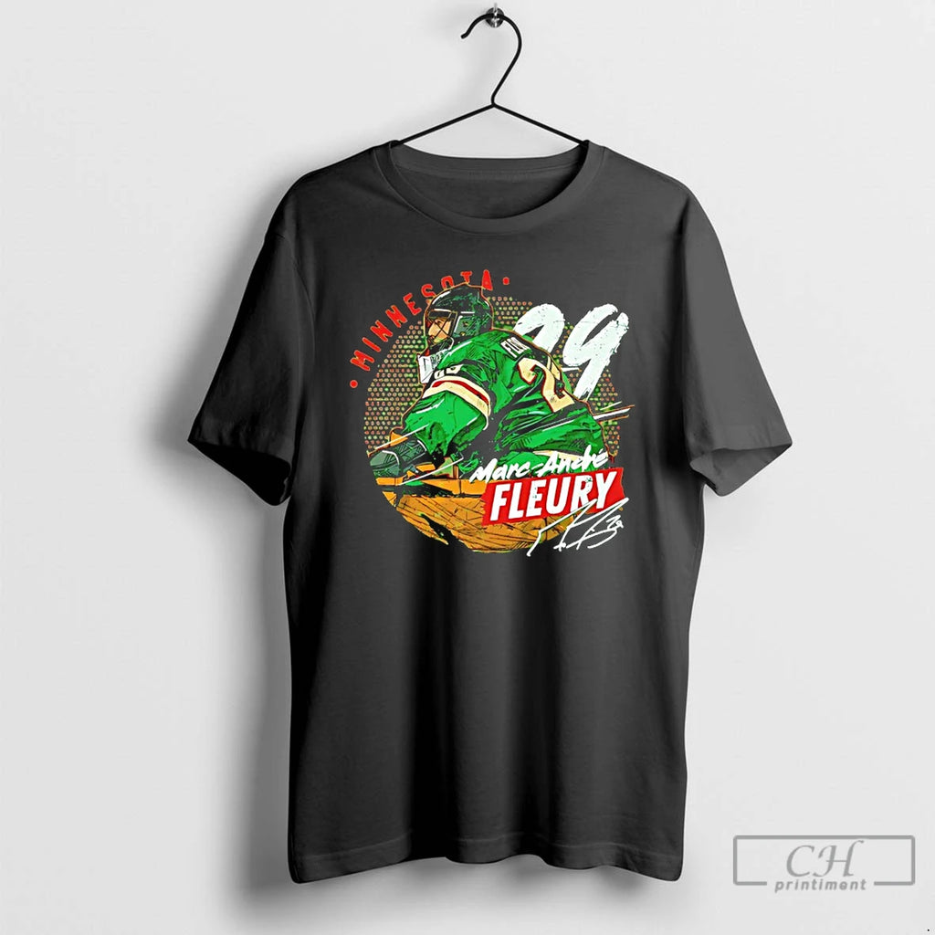 Classic Marc Andre Fleury 29 Minnesota Wild Dots Graphic Signature T Shirts Hoodie Longsleeve