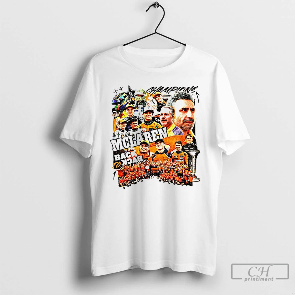 Classic Mclaren Racing Wins 2025 Formula 1 World Constructors Championship Back To Back T Shirts