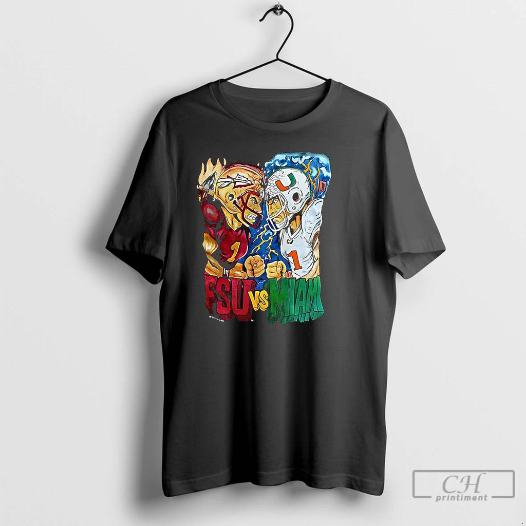 Classic Miami Vs Fsu Game Cartoon 2025 T Shirts Hoodie Longsleeve