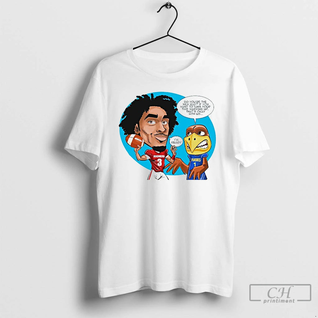 Classic Michael Hawkins Jr Oklahoma Sooners Im Ready So Youre The New Guy Cartoon Mens