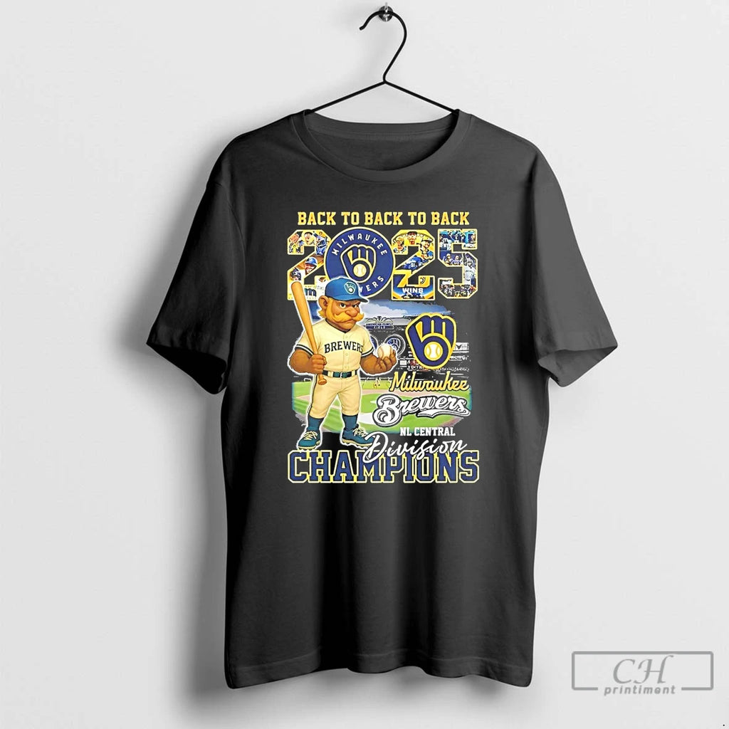 Classic Milwaukee Brewers Back To Back To Back 2025 Nl Central Division Champions Mascot Stadium