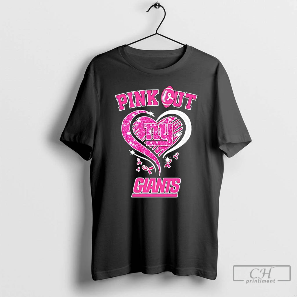 Classic New York Giants X Pink Out Baseball Logo T Shirts Hoodie Longsleeve