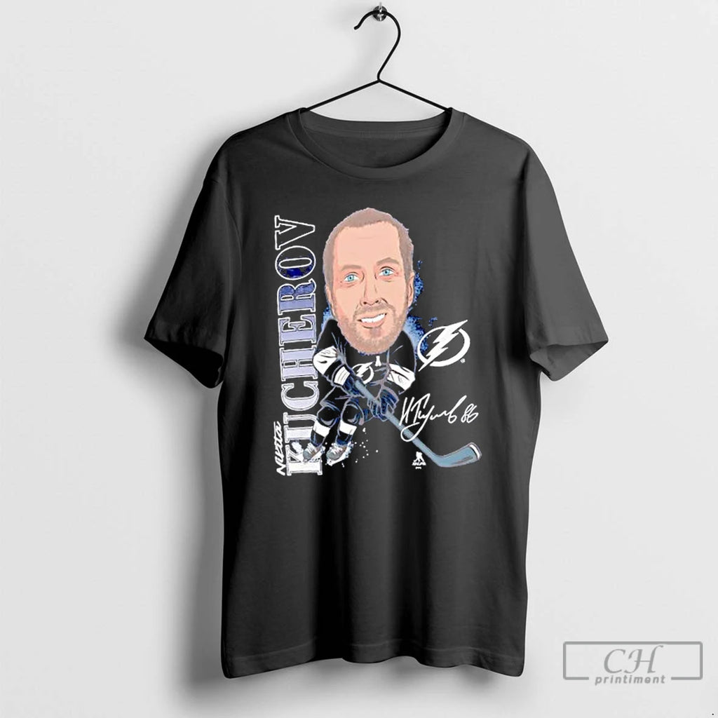 Classic Nikita Kucherov Caricature Signature Tampa Bay Lightning T Shirts Hoodie Longsleeve