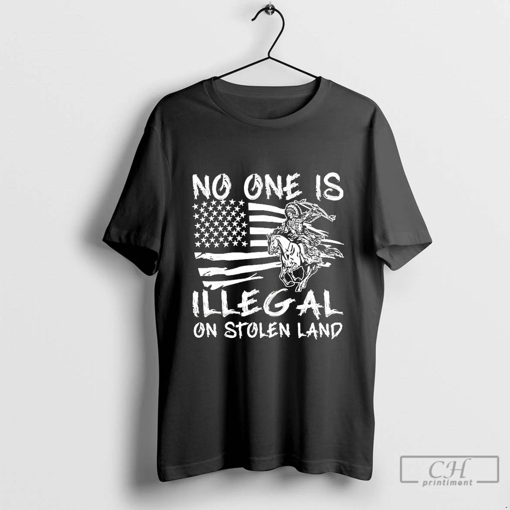 Classic No One Is Illegal On Stolen Land Indigenous Immigrants Blackshirt T Shirts