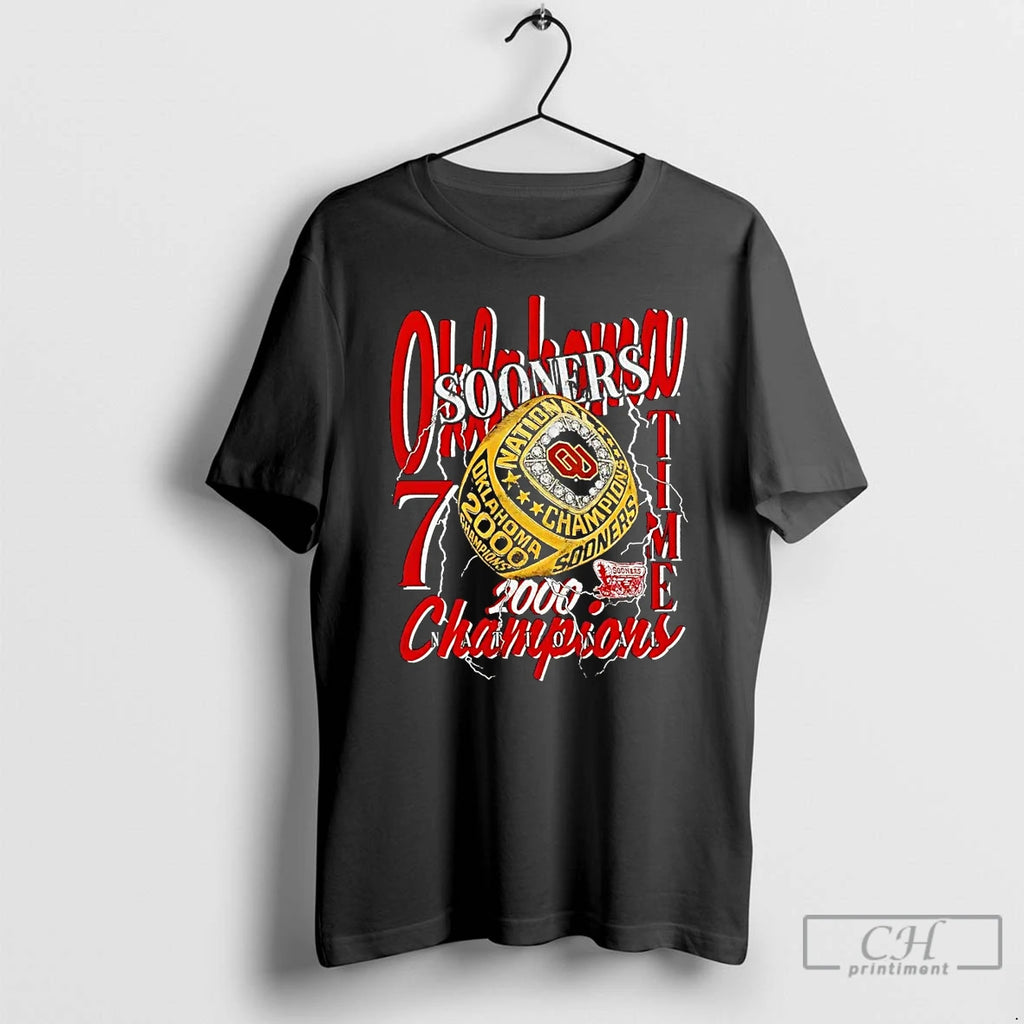 Classic Oklahoma Sooners National Champions Ring 7 Time T Shirts