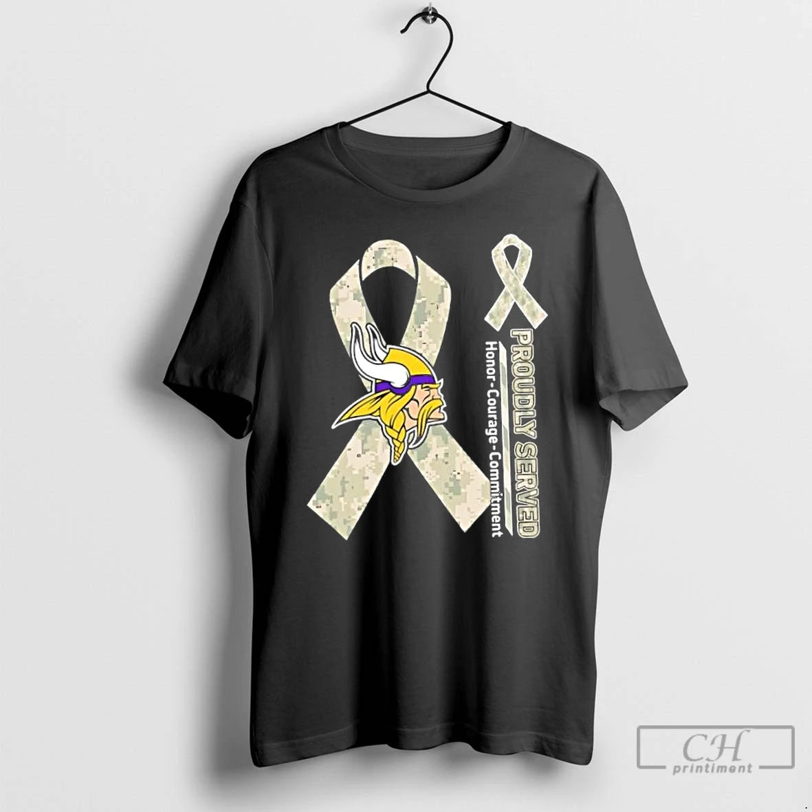 Classic Proudly Served Honor Courage Commitment Minnesota Vikings Football T Shirts Hoodie Longsleeve