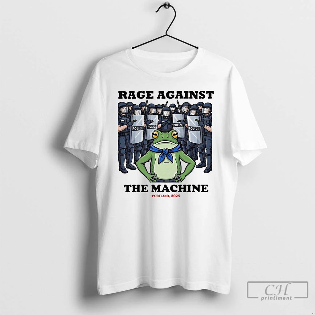 Classic Rage Against The Machine Frog Portland 2025 Police T Shirts