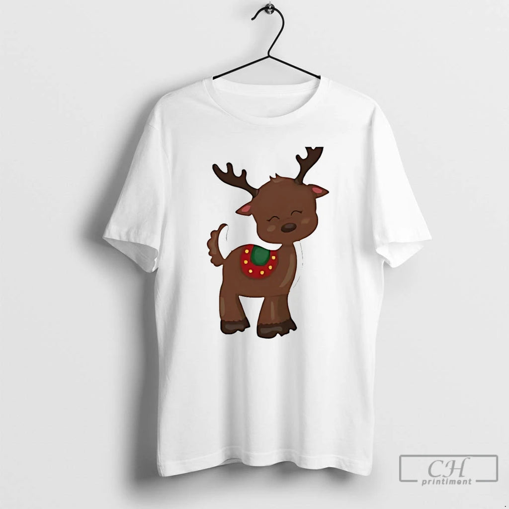 Classic Reindeer Funny Merry Christmas 2025 Cartoon T Shirts Hoodie Longsleeve