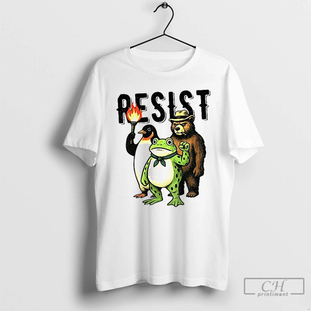 Classic Resist Portland Frog Penguin Bear Resist Abolish Ice T Shirts