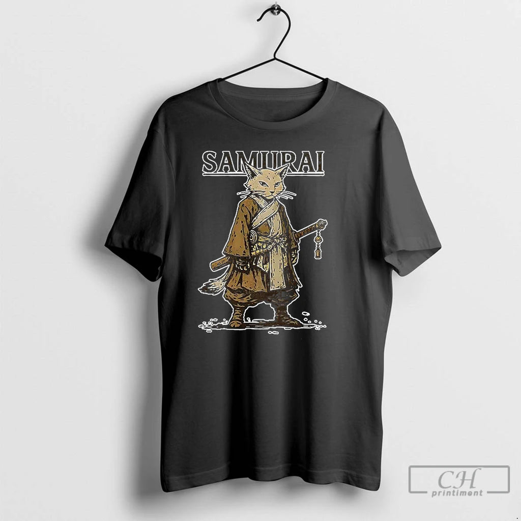 Classic Samurai Cat Japan Japanese Warrior T Shirts Hoodie Longsleeve