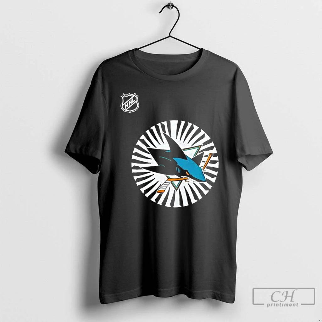 Classic San Jose Sharks Behind Center Ice Design 2 Sided T Shirts Hoodie Longsleeve