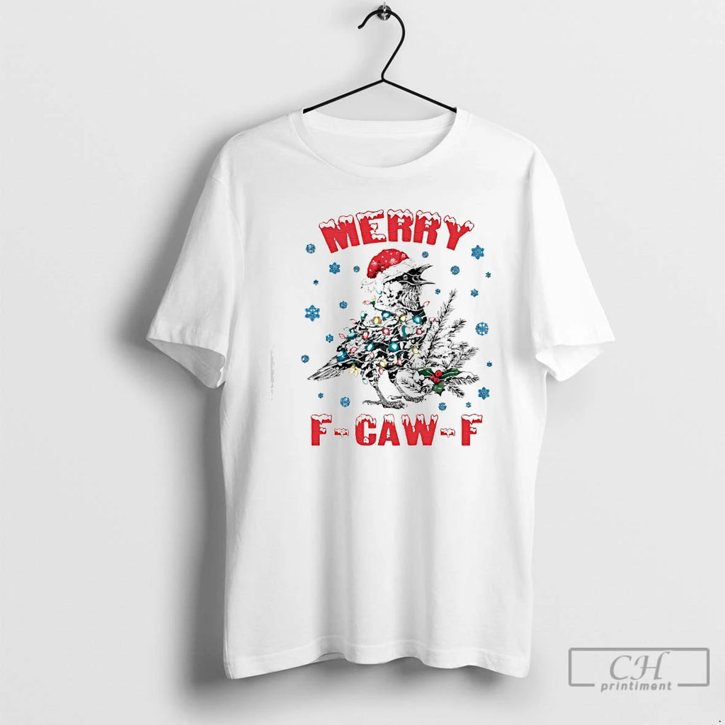 Classic Santa Crow Merry F Caw F T Shirts