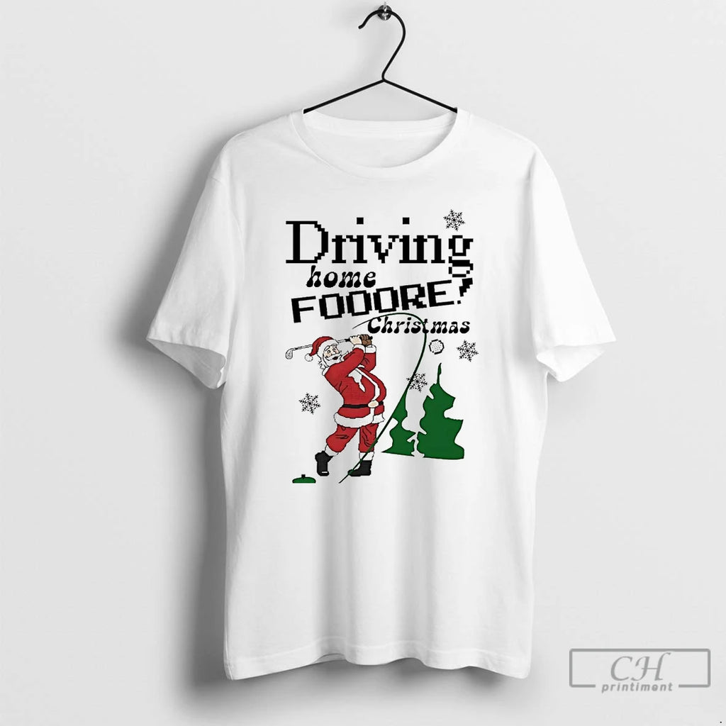 Classic Santa Golf Driving Home For Christmas T Shirts