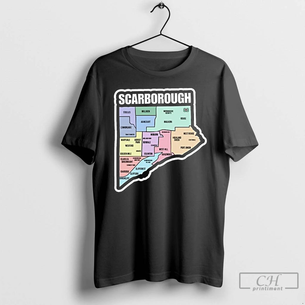 Classic Scarborough Map Mosaic Long Sleve T Shirts Hoodie Longsleeve