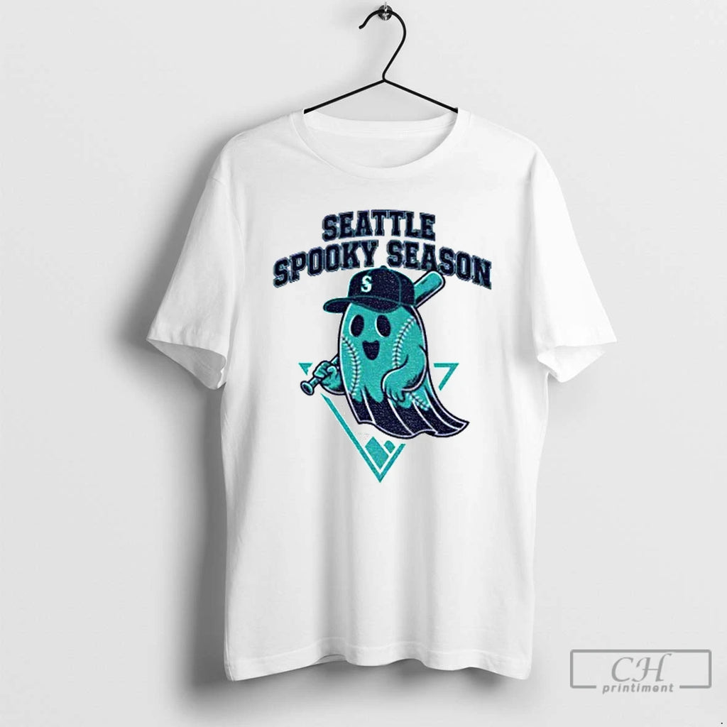 Classic Seattle Mariners Seattle Spooky Season Ghost Halloween T Shirts