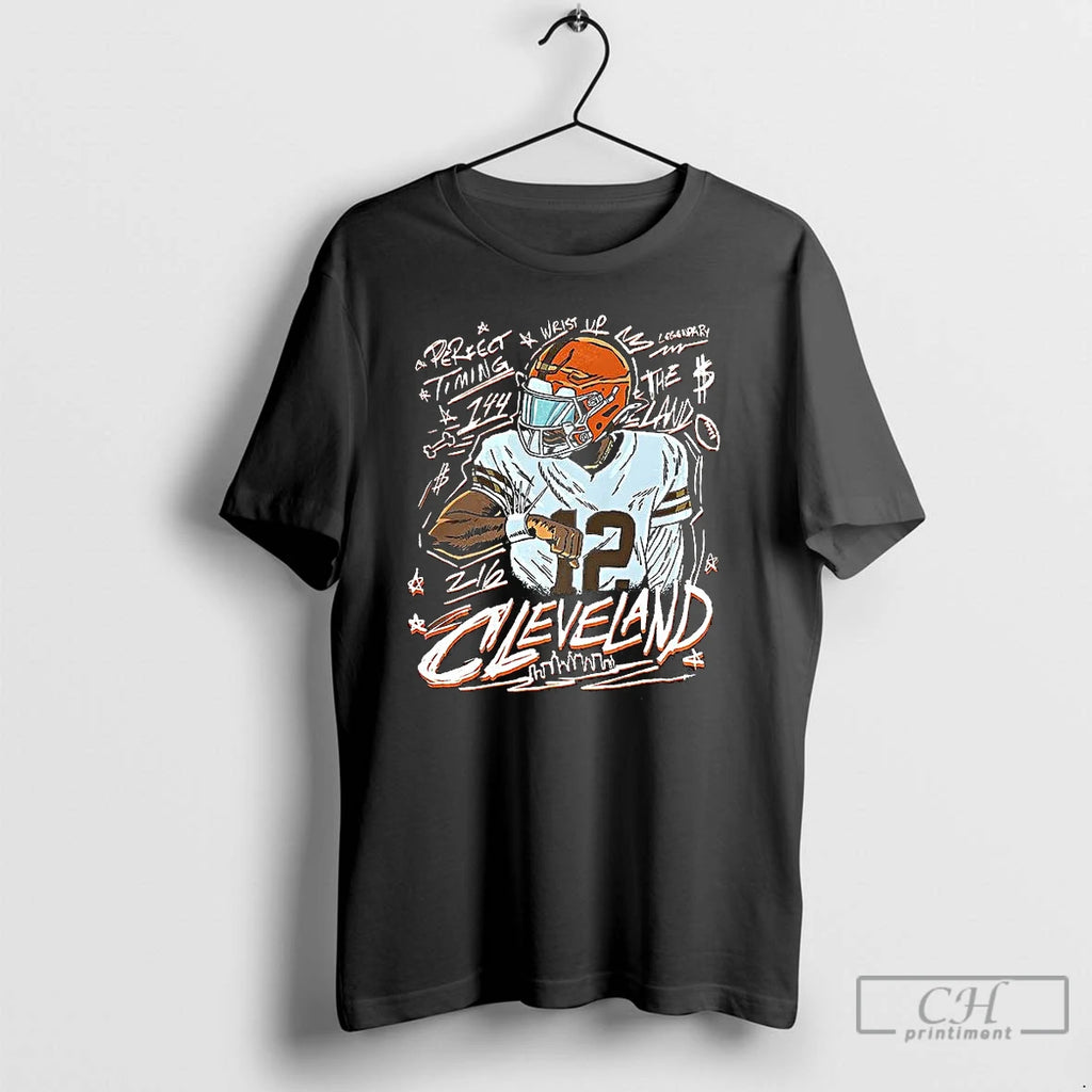 Classic Shedeur Sanders Cleveland Browns Football Perfect Timing Wrist Up Legendary Graphic T Shirts