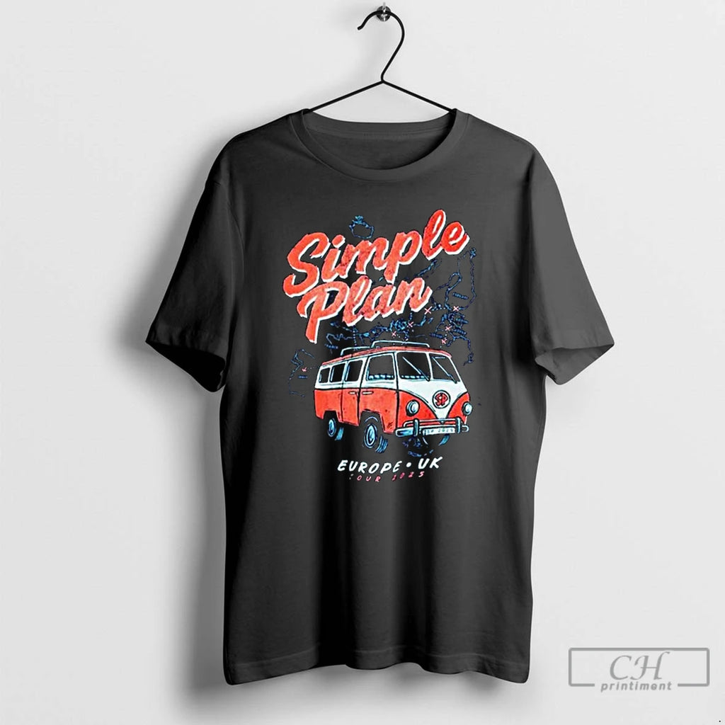 Classic Simple Plan Europe Uk Tour 2025 Exclusive Merch Volkswagen T2 With Tour Map Long