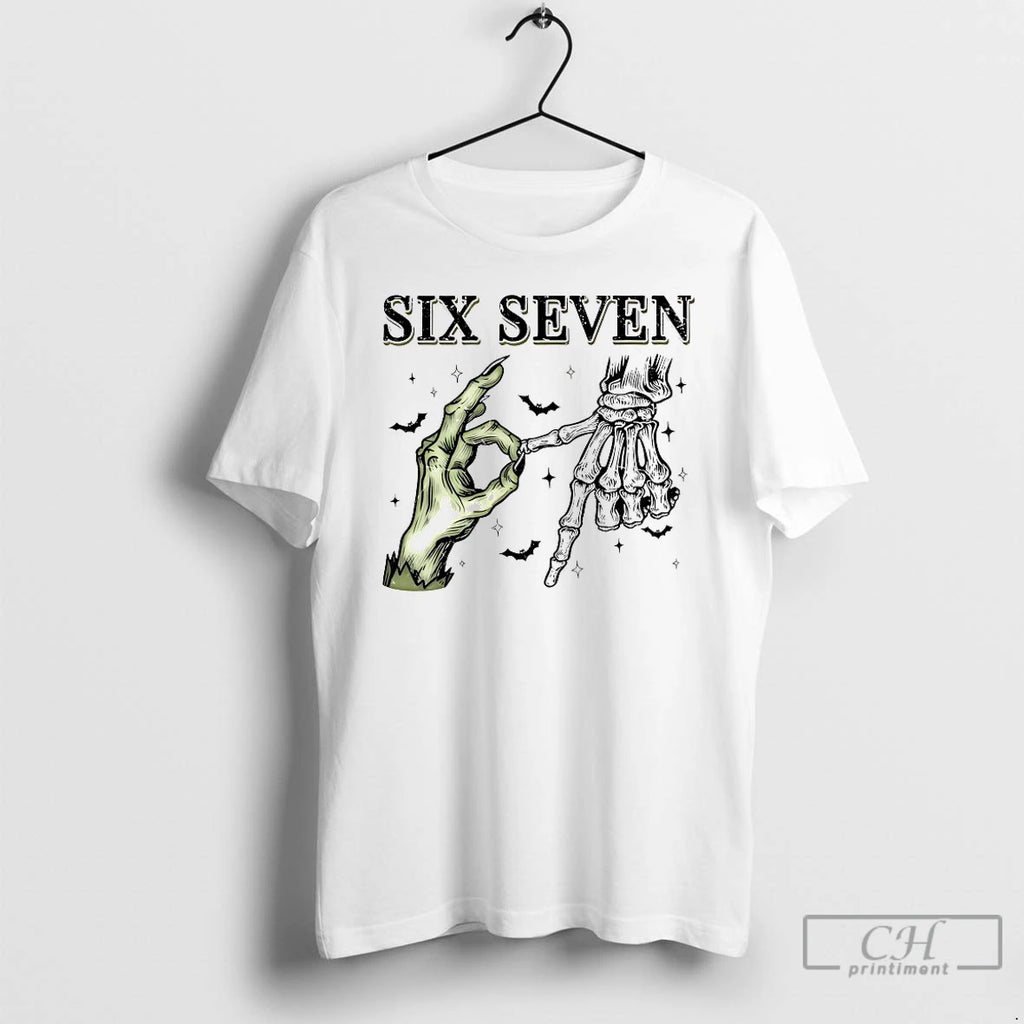 Classic Six Seven 67 Skeleton Hands Halloween T Shirts