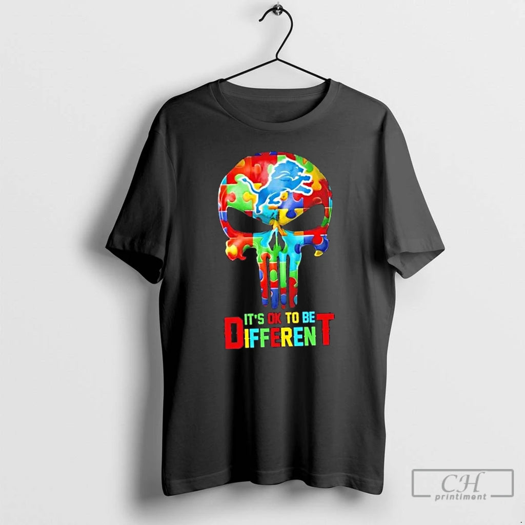 Classic Skull Detroit Lions Its Ok To Be Different T Shirts Hoodie Longsleeve