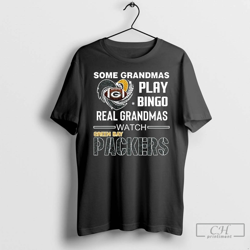 Classic Some Grandmas Play Bingo Real Grandmas Watch Green Bay Packers Diamond Heart 2025 Long