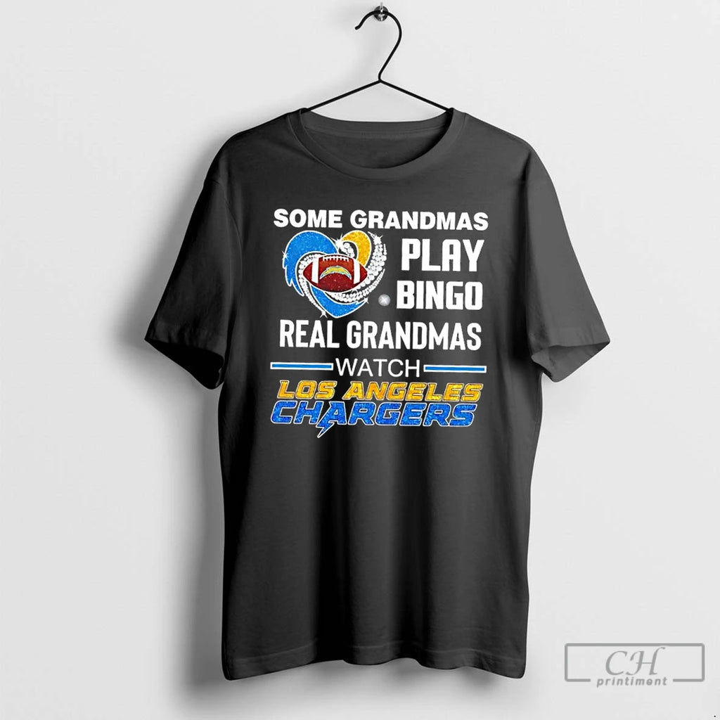 Classic Some Grandmas Play Bingo Real Grandmas Watch Los Angeles Chargers Football Diamond Heart