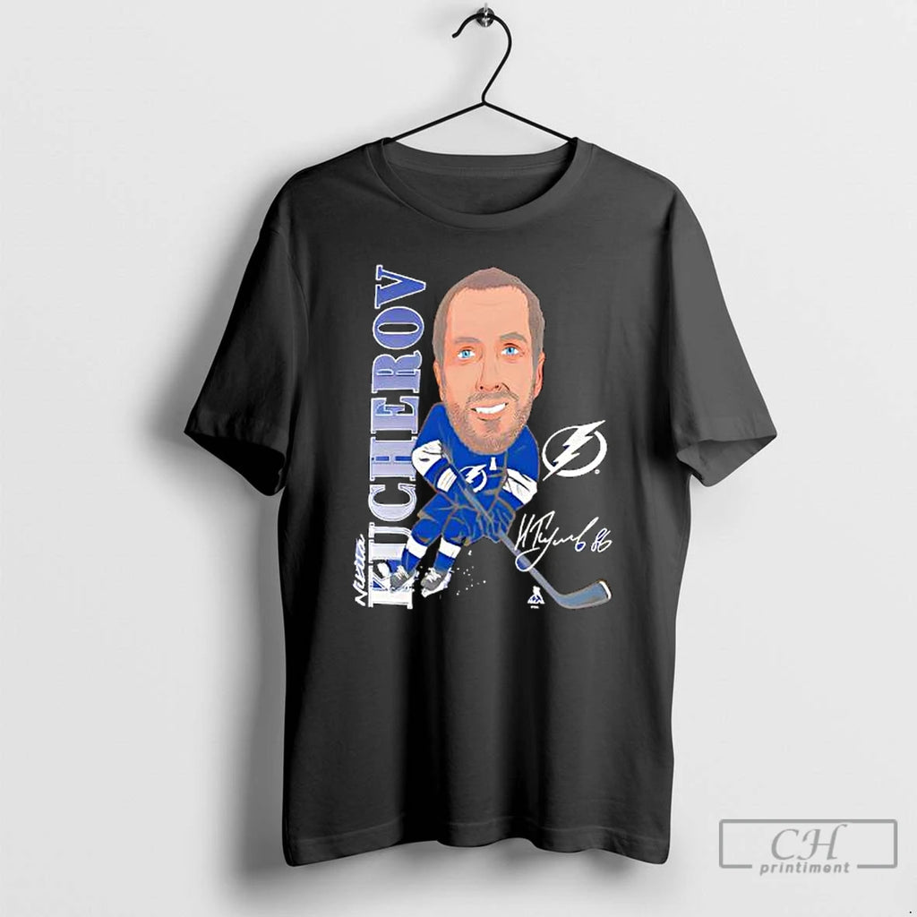 Classic Tampa Bay Lightning Nikita Kucherov Caricature Player Signature T Shirts Hoodie Longsleeve