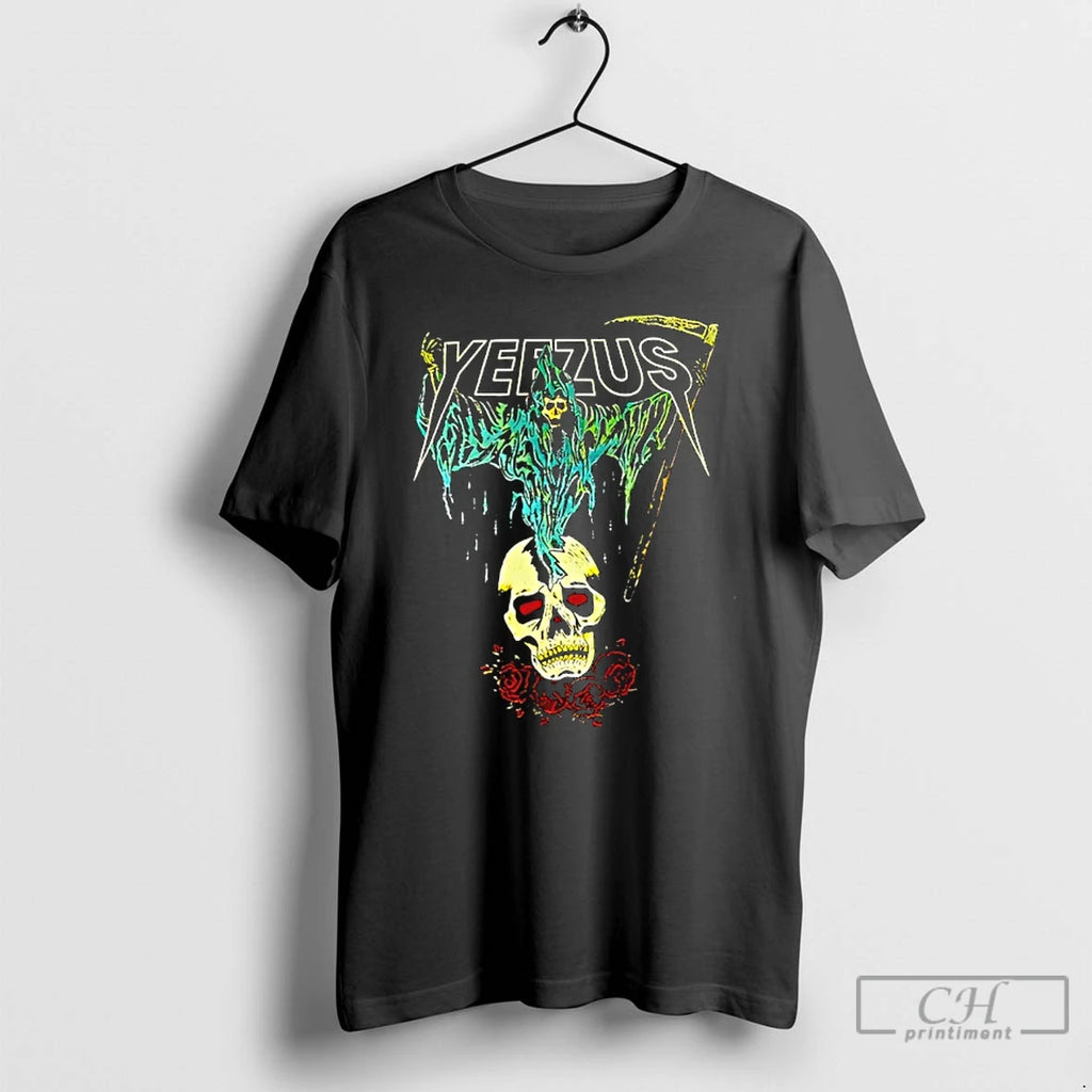 Classic Tee Kanye West Ye Yeezus Grim Reaper Skull And Roses T Shirts