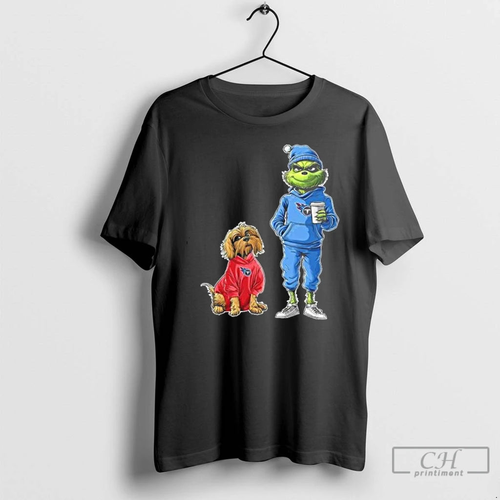 Classic Tennessee Titans Grinch And Dog Christmas Football 2025 T Shirts