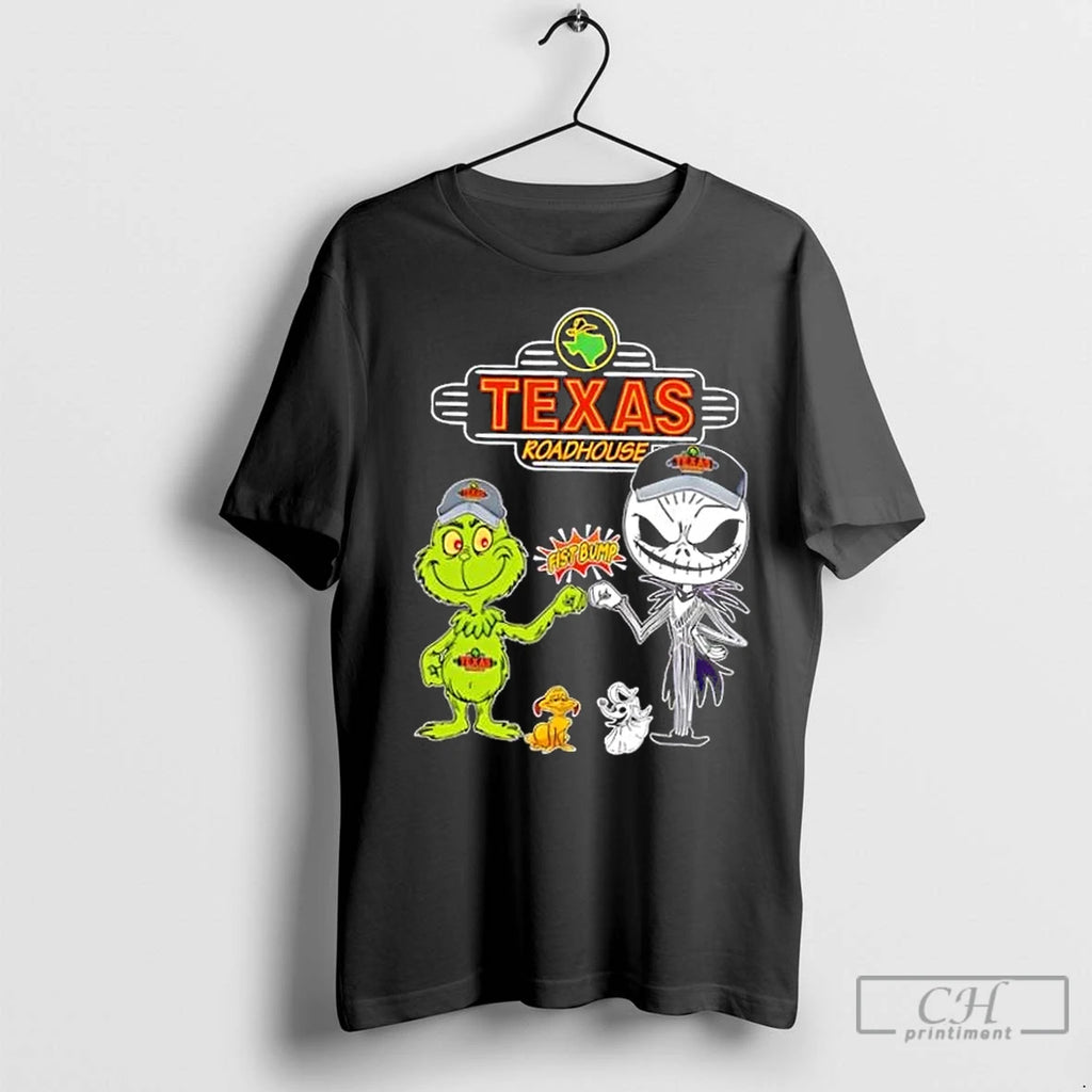 Classic Texas Roadhouse X Grinch And Jack Skellington Fist Bump Uniwilling Friends