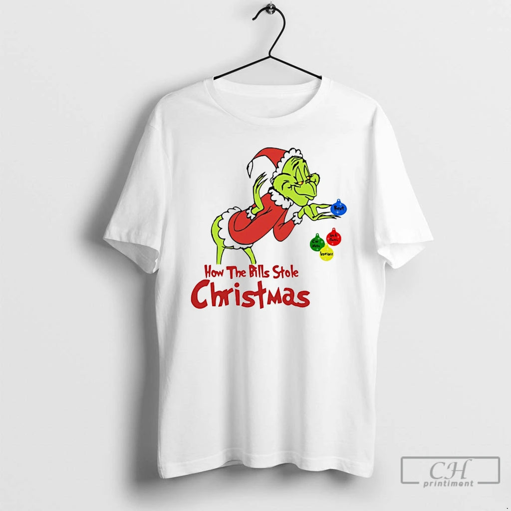 Classic The Grinch How The Bills Stole Christmas White T Shirts