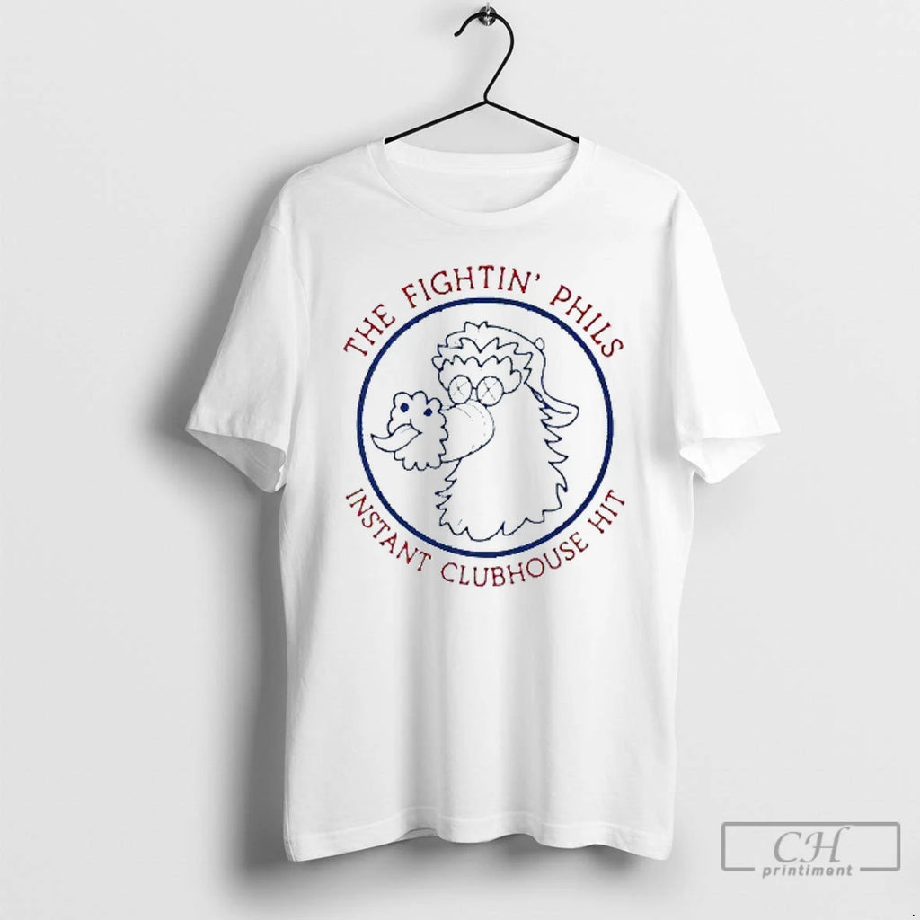 Classic The Fightin Phils Instant Clubhouse Hit Philadelphia Phillies Phanatic Mens White Tee T Shirts