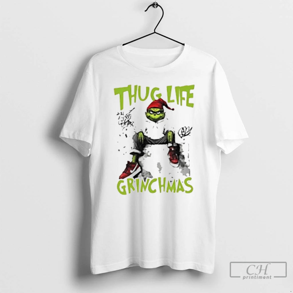 Classic Thug Life Grinch Christmas Friends White T Shirts