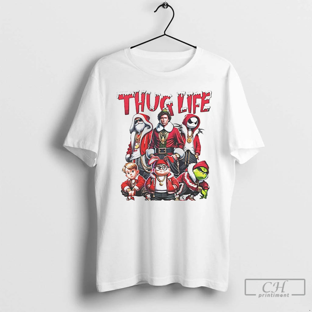 Classic Thug Life Santa Grinch Friends Christmas Vintage White T Shirts