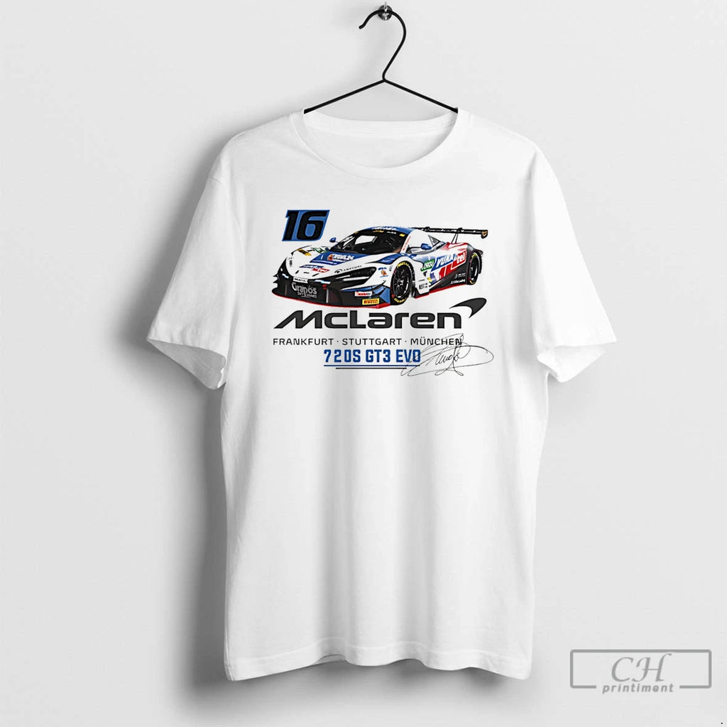 Classic Timo Glock No 16 Mclaren Graphic Signature T Shirts Hoodie Longsleeve