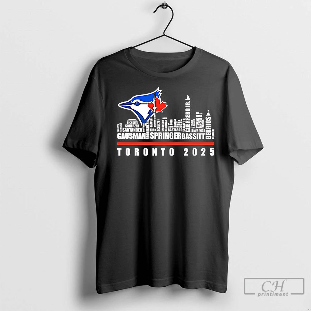 Classic Toronto Blue Jays Logo And Skyline 2025 Gausman Springer Bassitt