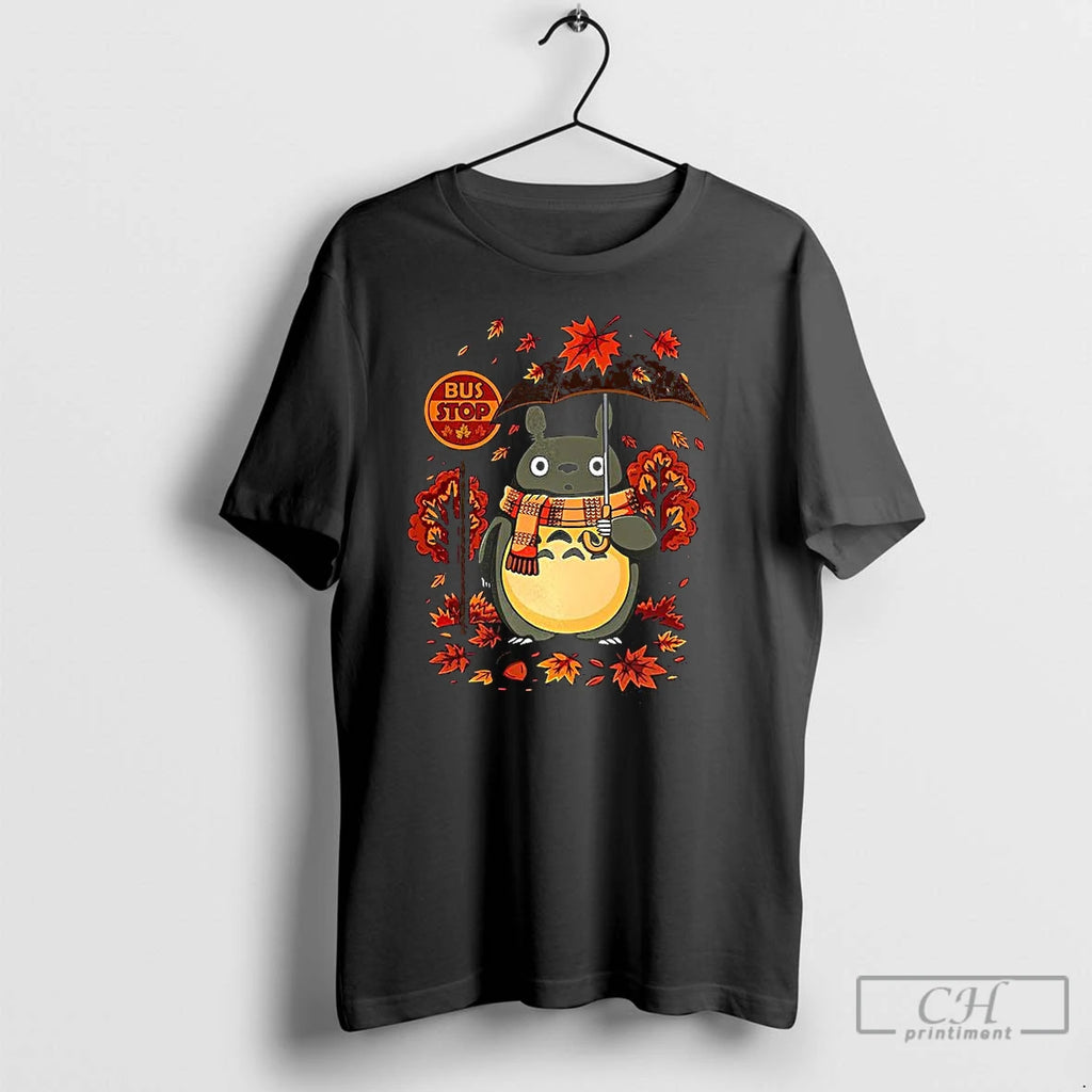 Classic Totoro Autumn Bus Stop T Shirts Hoodie Longsleeve
