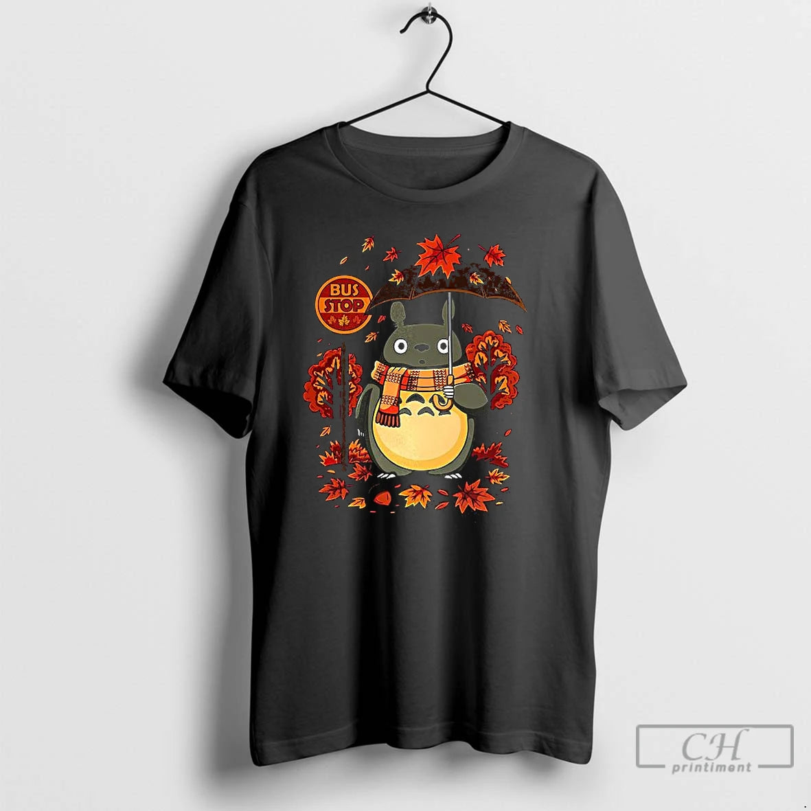 Classic Totoro Autumn Bus Stop T Shirts Hoodie Longsleeve