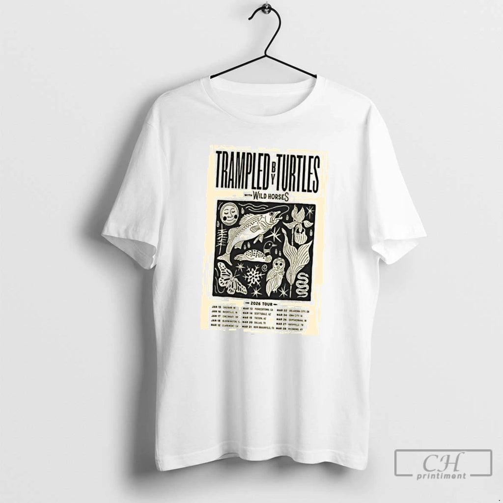 Classic Trampled By Turtles With Wild Horses 2026 Tour T Shirts