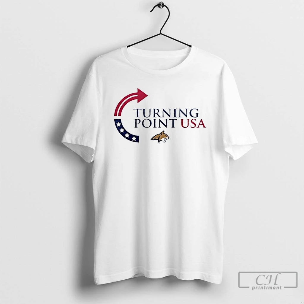 Classic Turning Point Usa Charlie Kirk X Montana State Logo 2 Sided T Shirts