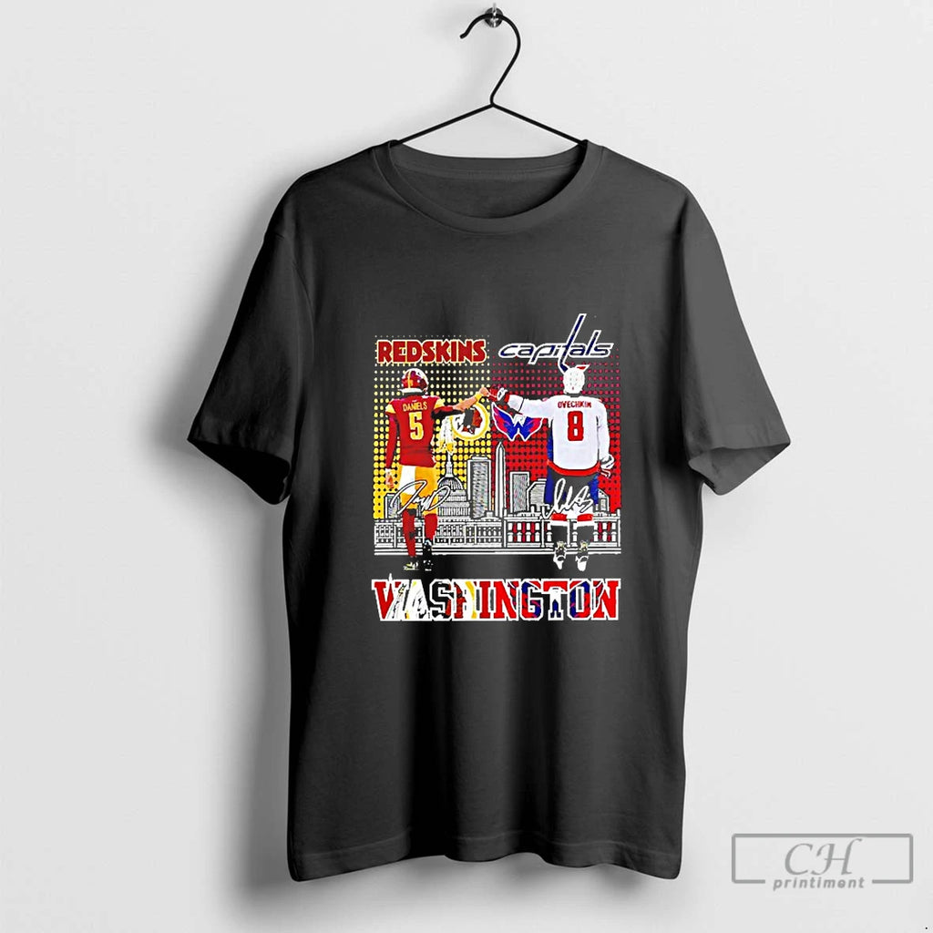 Classic Washington Redskins Daniels And Washington Capitals Ovechkin Signature Player City Blackshirt T Shirts