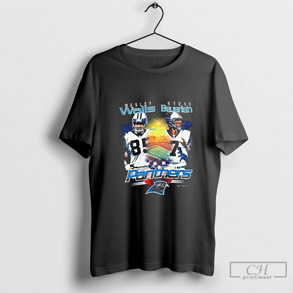 Classic Wesley Walls And Steve Beuerlein Carolina Panthers Vintage Blackshirt T Shirts