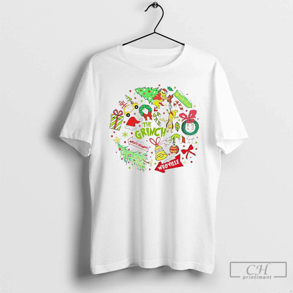 Classic Whoville Grinch Christmas White T Shirts
