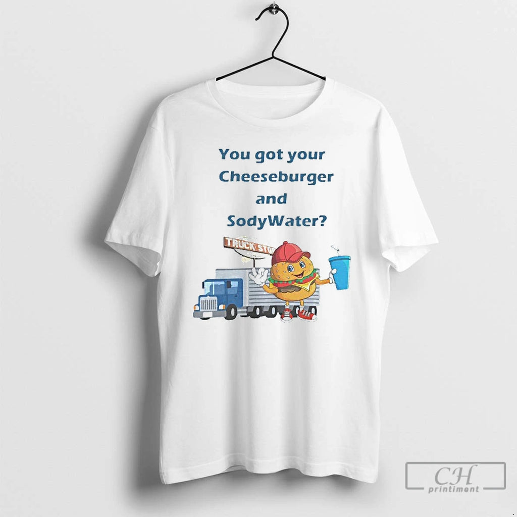 Classic You Got Your Cheeseburger And Soda Water Truck Stop Mens White Tee T Shirts