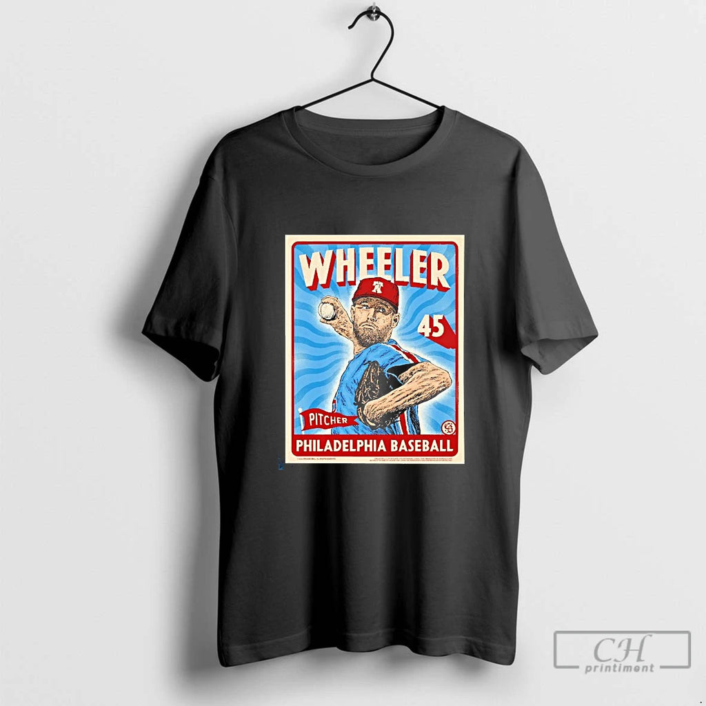 Classic Zack Wheeler Pitcher Philadelphia Phillies No 45 Blackshirt T Shirts