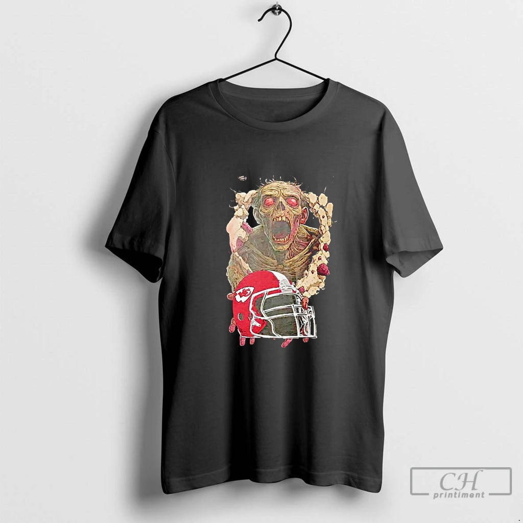 Classic Zombie Kansas City Chiefs Helmet Halloween Blackshirt T Shirts