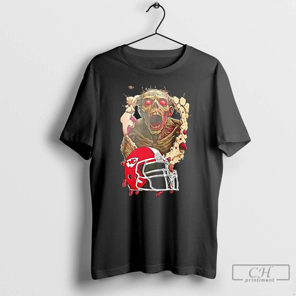 Classic Zombie X Kansas City Chiefs Helmet Happy Halloween T Shirts