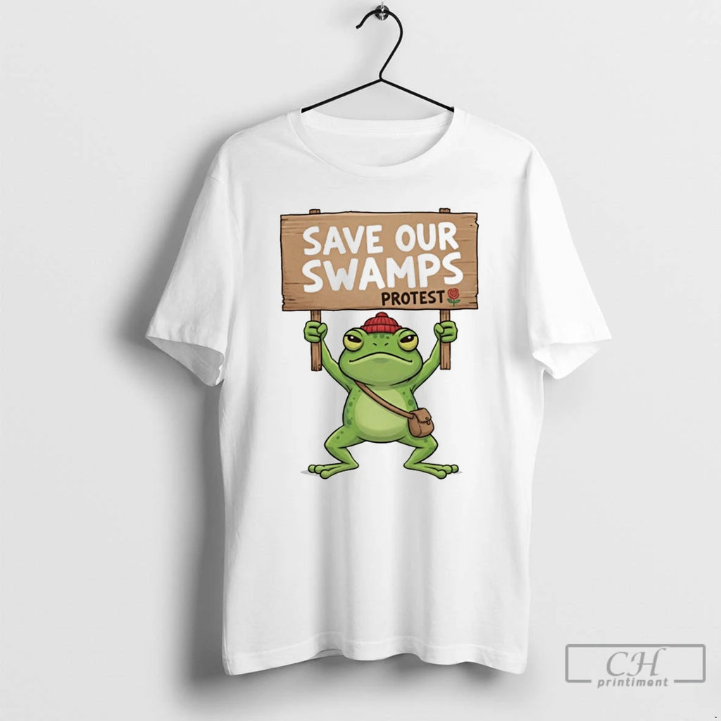 Classic Save Our Swamps Protest Frog Portland T Shirts